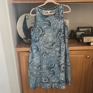 J. Jill Blue and White Linen Top